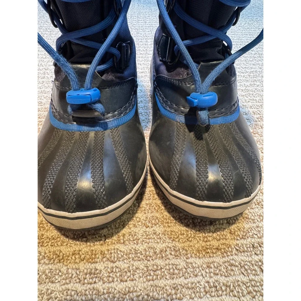 Sorel Winter Snow Boots Size 3 Navy Blue Insulated Rubber Duck Boots Faux Fur
